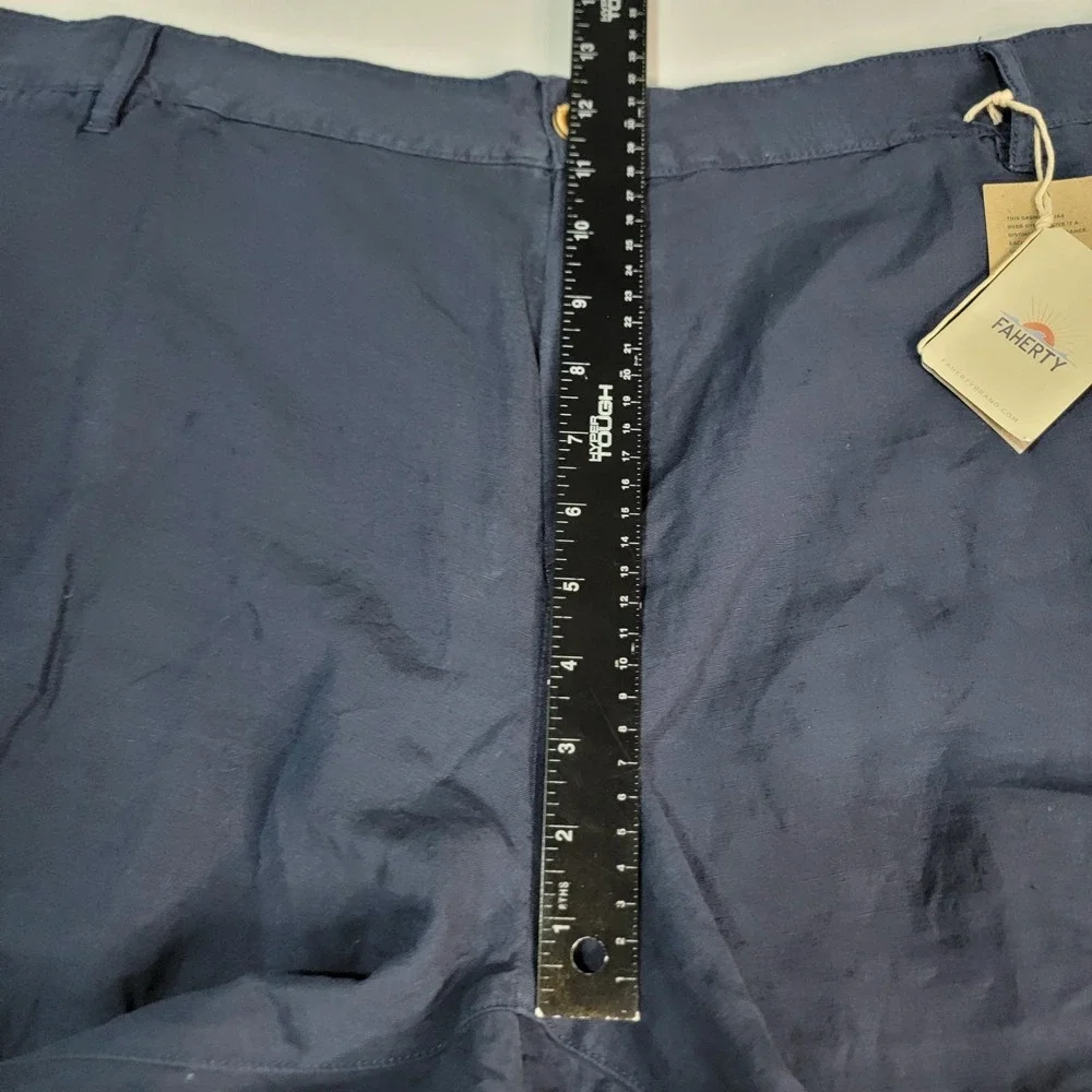 Faherty Malibu Shorts Mens 42 Navy Linen Beach Stretch Breathable Outdoors NWT